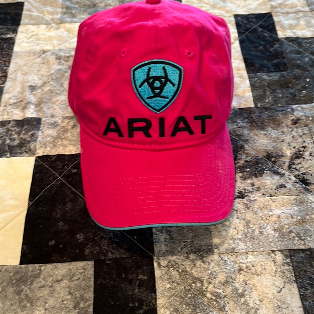 Hot Pink with Teal Ariat Velcro clasp Great Condition hat